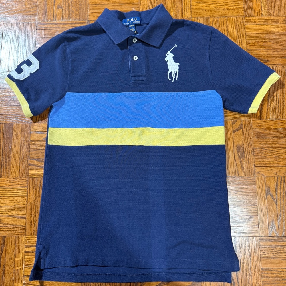 Ralph Lauren Blue and Yellow Polo Shirt Classic Design